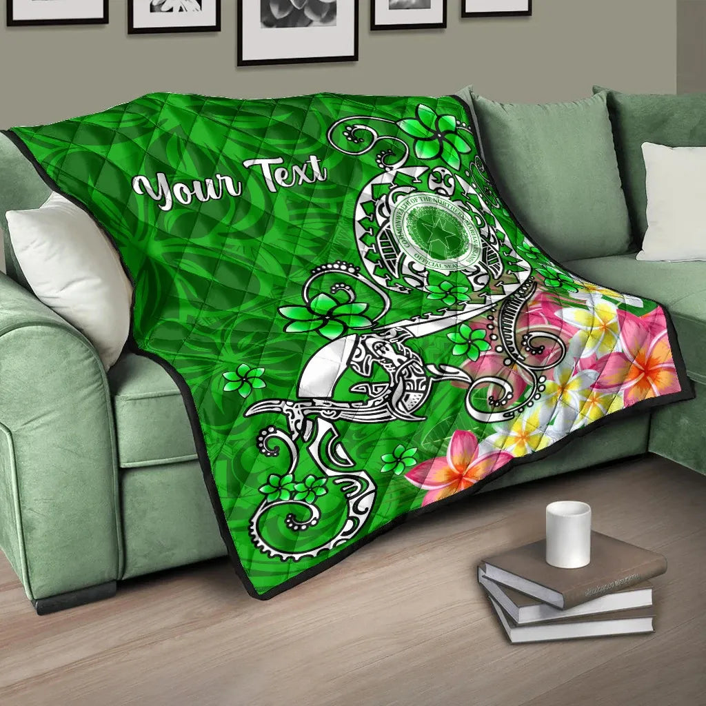 CNMI Custom Personalised Premium Quilt - Turtle Plumeria (Green)