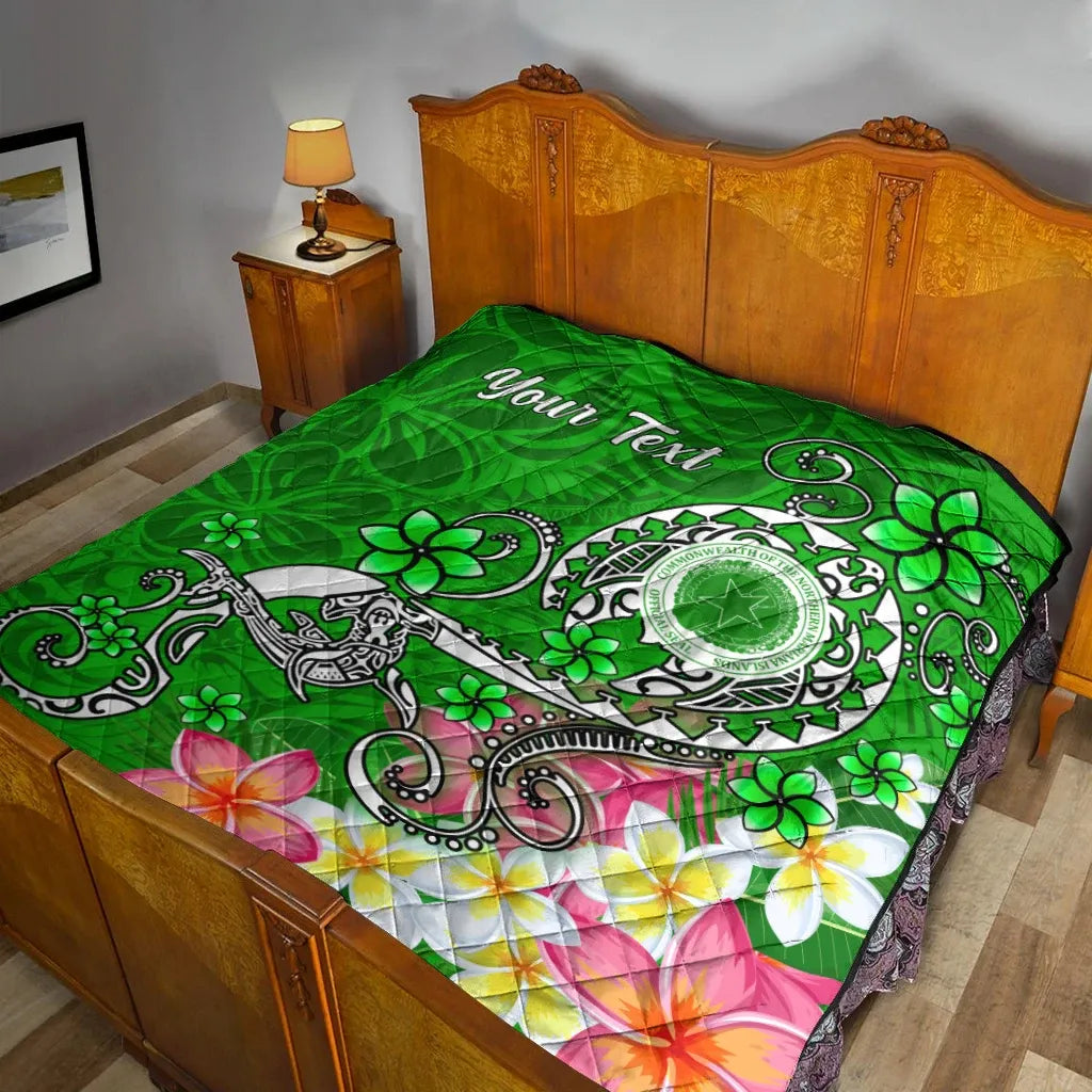 CNMI Custom Personalised Premium Quilt - Turtle Plumeria (Green)