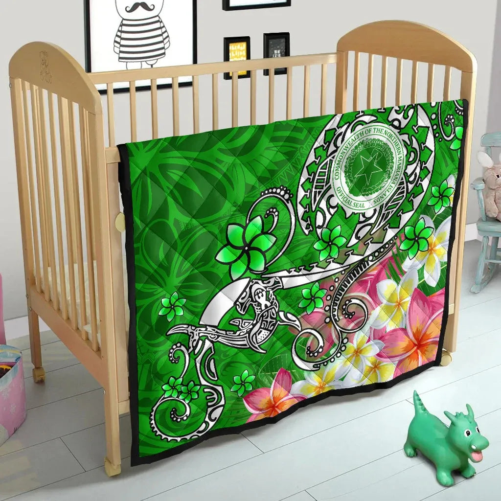 CNMI Custom Personalised Premium Quilt - Turtle Plumeria (Green)