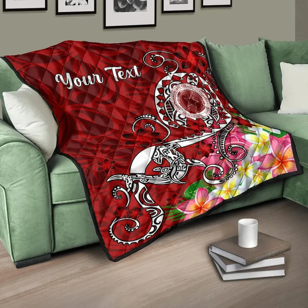 CNMI Custom Personalised Premium Quilt - Turtle Plumeria (Red)