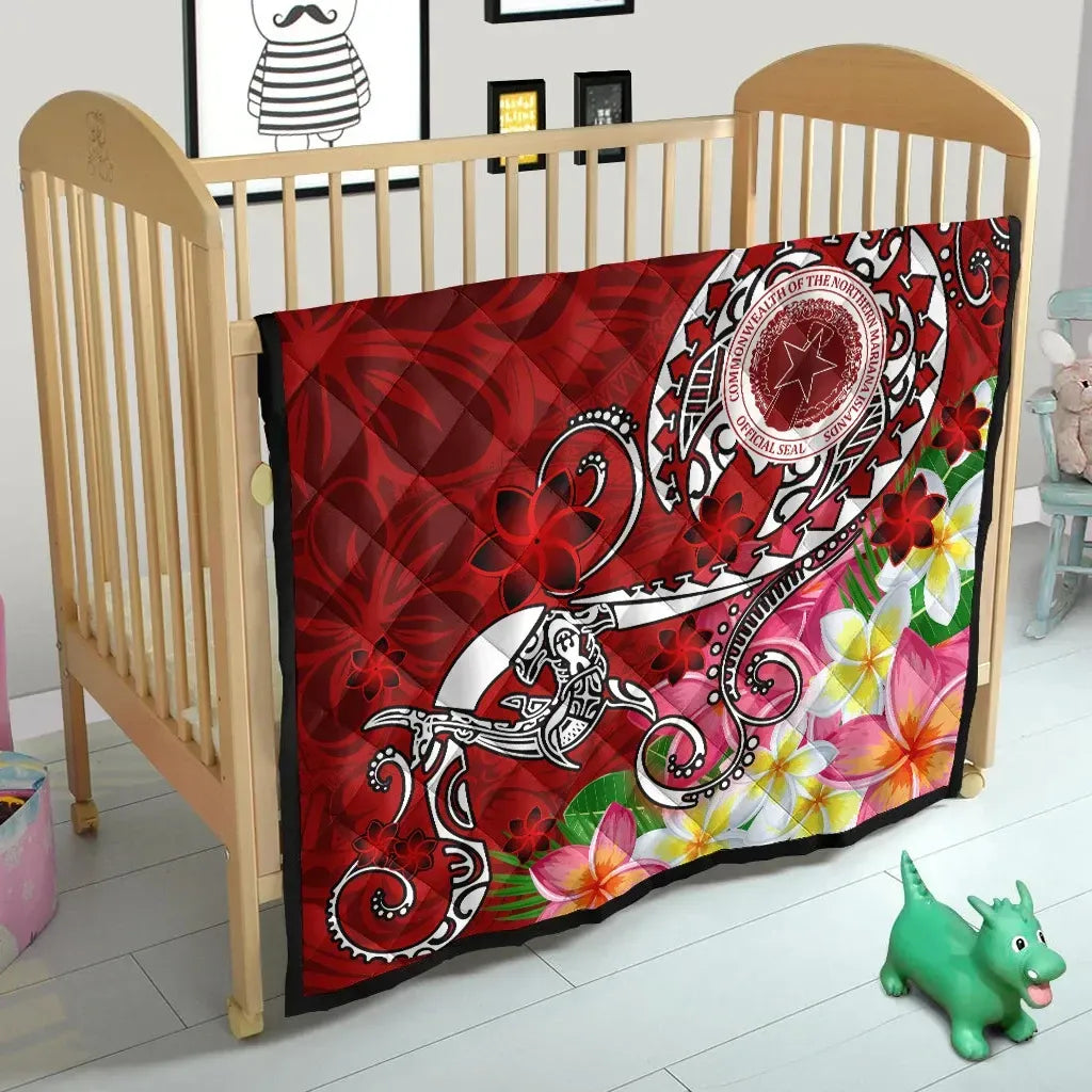 CNMI Custom Personalised Premium Quilt - Turtle Plumeria (Red)