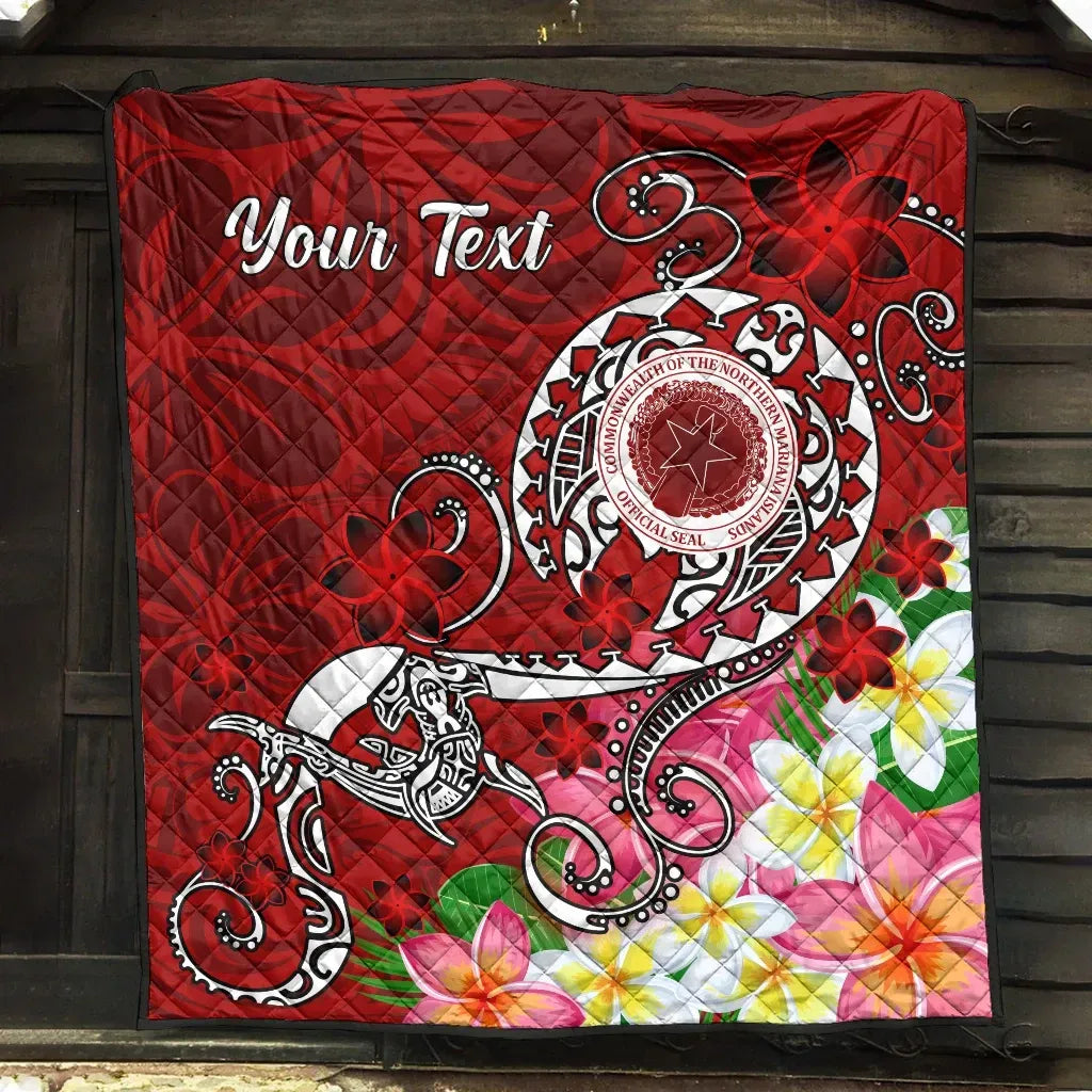 CNMI Custom Personalised Premium Quilt - Turtle Plumeria (Red)