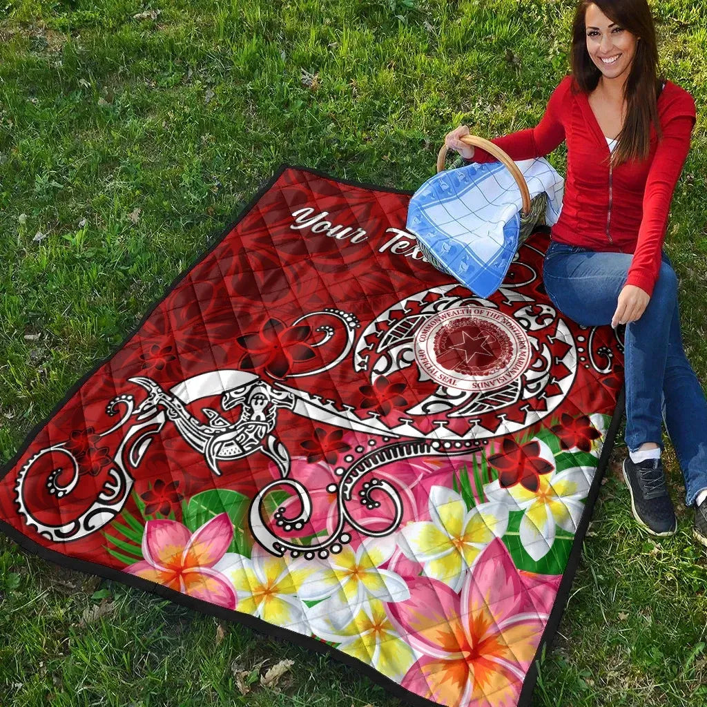 CNMI Custom Personalised Premium Quilt - Turtle Plumeria (Red)