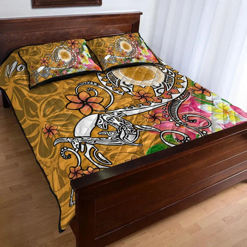 CNMI Custom Personalised Quilt Bed Set - Turtle Plumeria (Gold)
