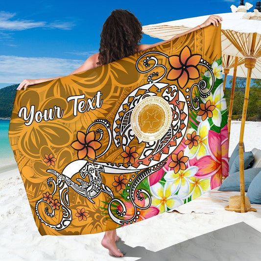 CNMI (Custom Personalised) Sarong - Turtle Plumeria (Gold)