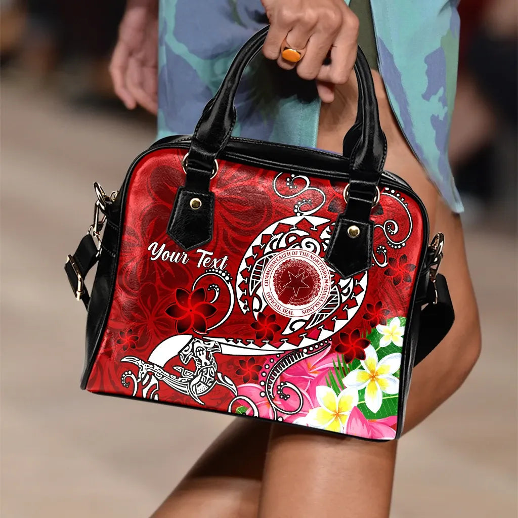 CNMI Custom Personalised Shoulder Handbag - Turtle Plumeria (Red)