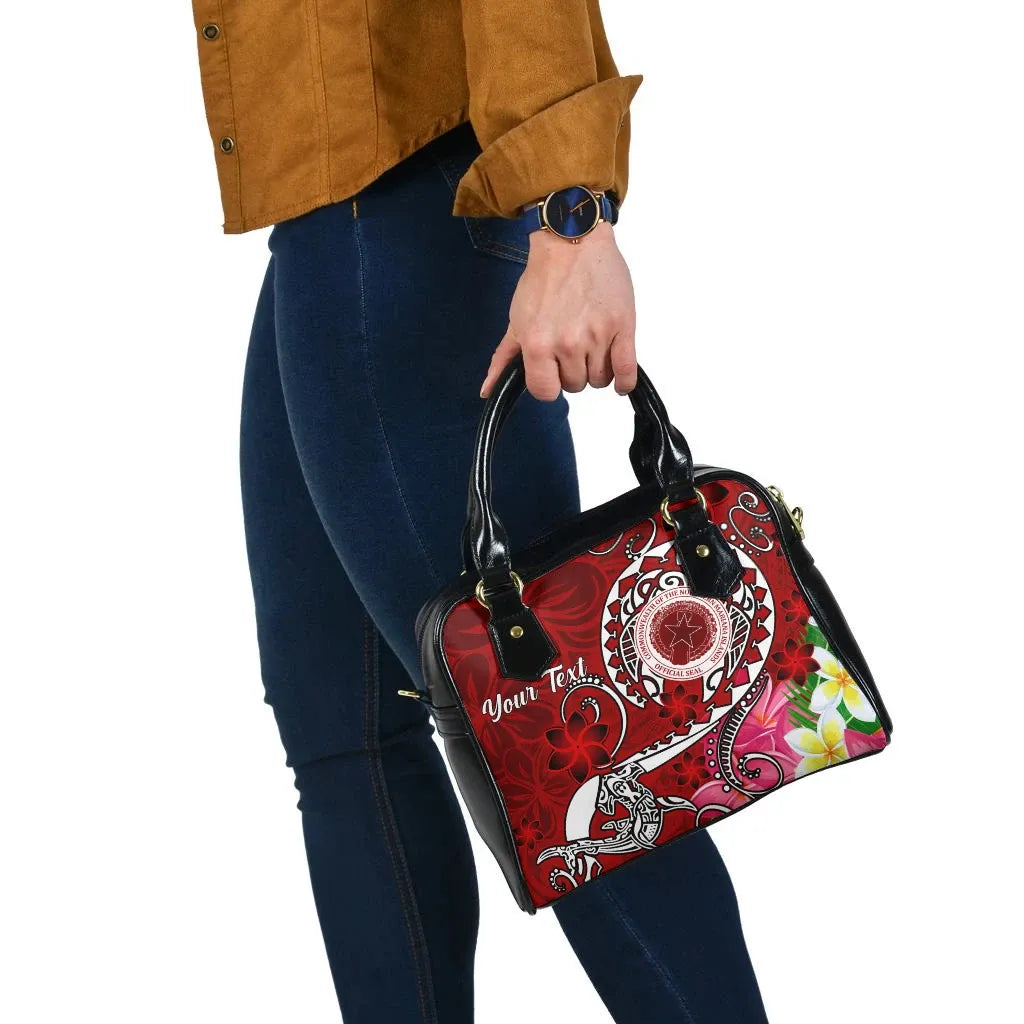 CNMI Custom Personalised Shoulder Handbag - Turtle Plumeria (Red)
