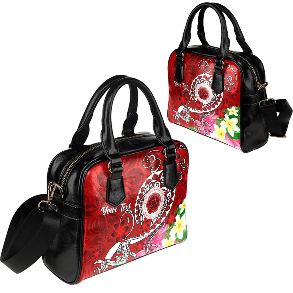 CNMI Custom Personalised Shoulder Handbag - Turtle Plumeria (Red)