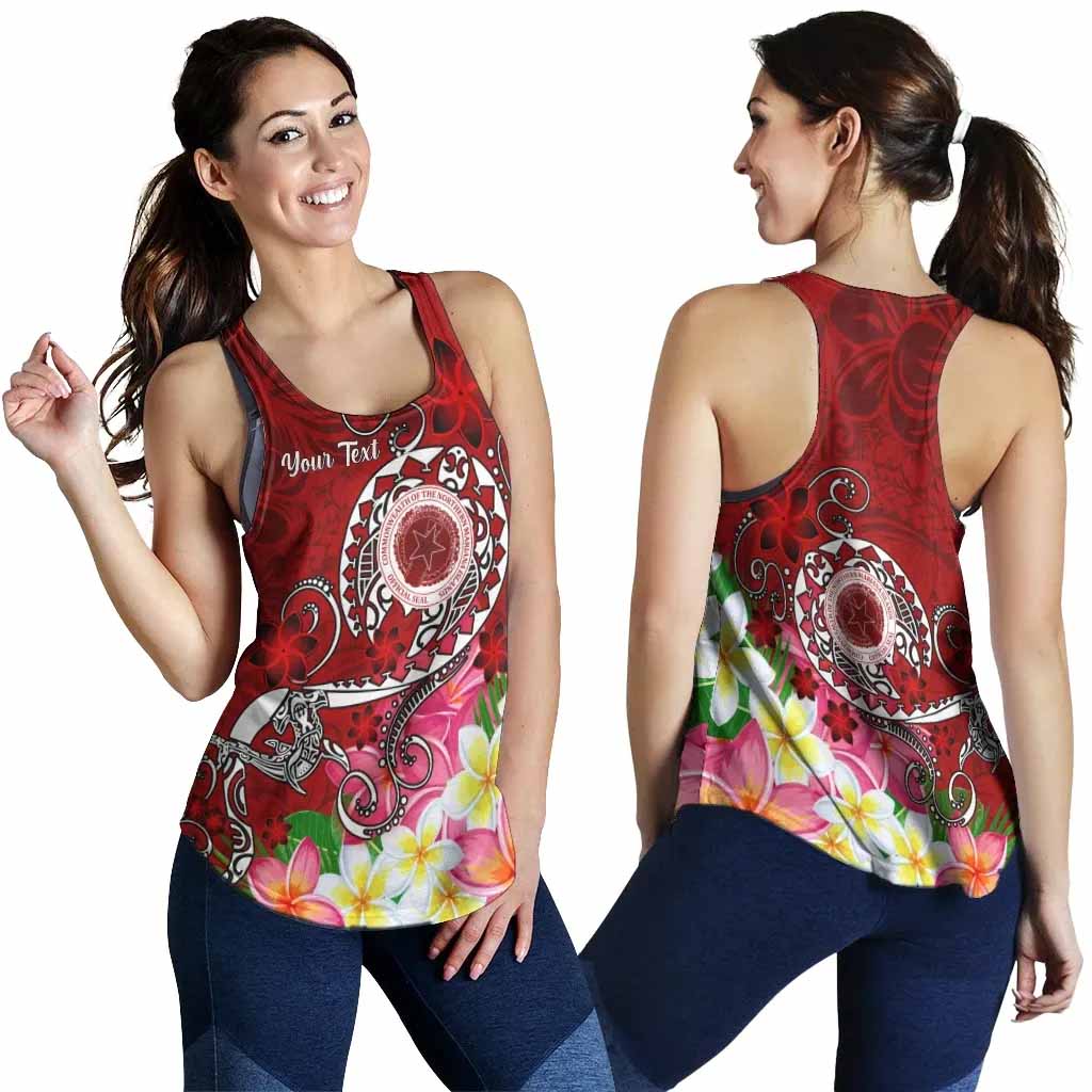 CNMI Custom Personalised Women Racerback Tank - Turtle Plumeria (Red)