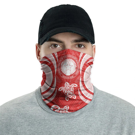 CNMI Neck Gaiter - Turtle Tentacle White Red