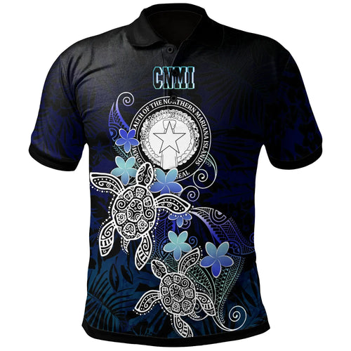 CNMI Polynesian Polo Shirt - Blue Turtle Couple