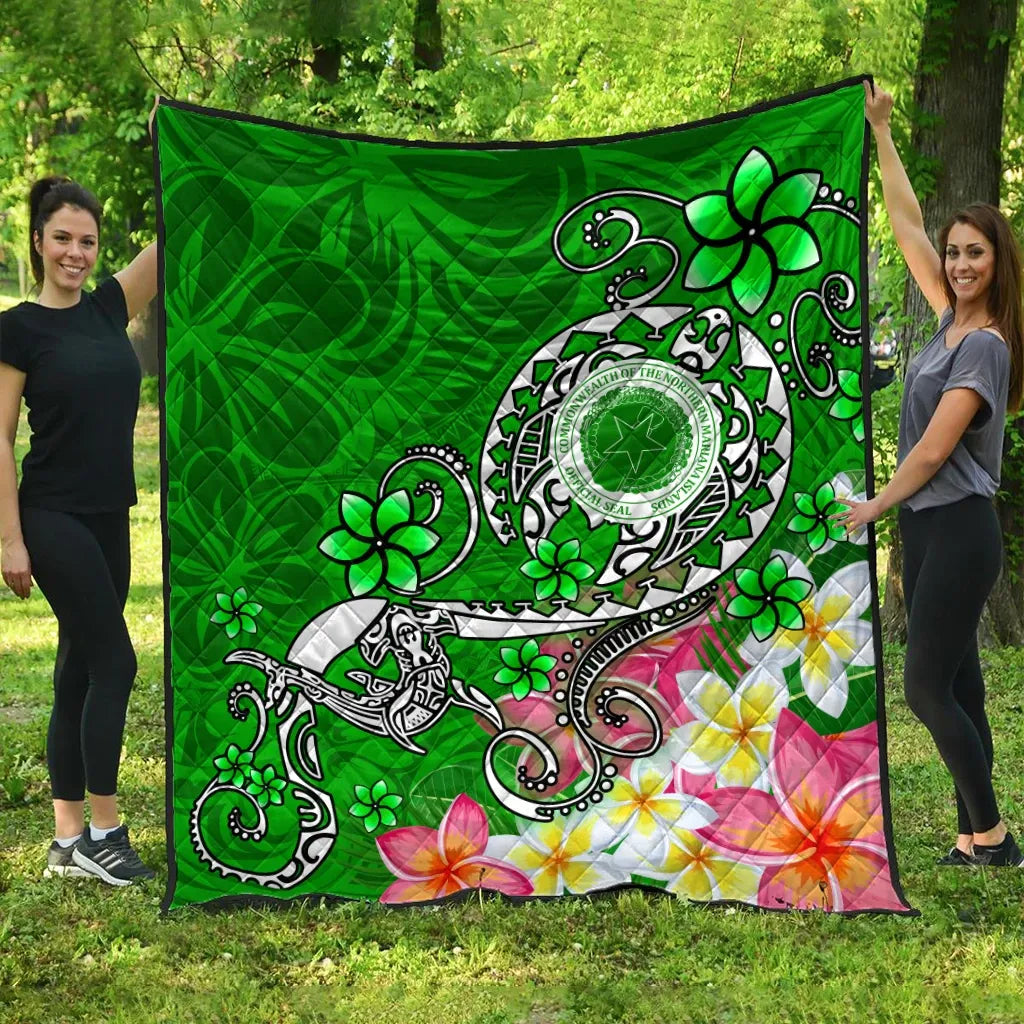 CNMI Premium Quilt  - Turtle Plumeria (Green)