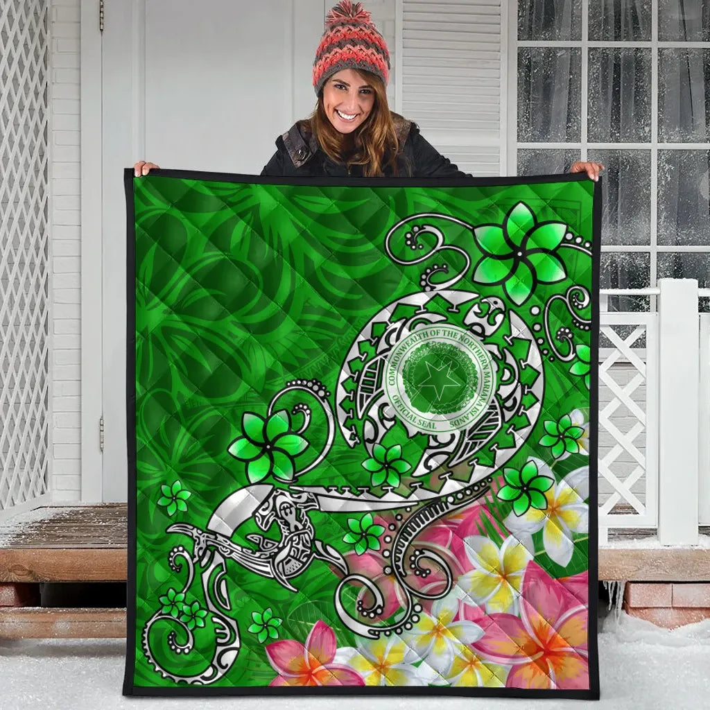 CNMI Premium Quilt  - Turtle Plumeria (Green)