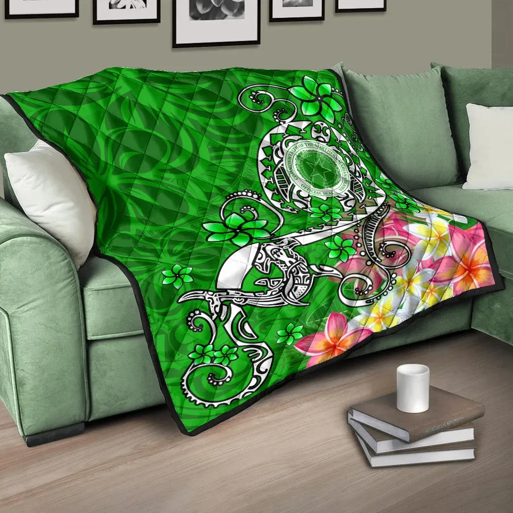 CNMI Premium Quilt  - Turtle Plumeria (Green)