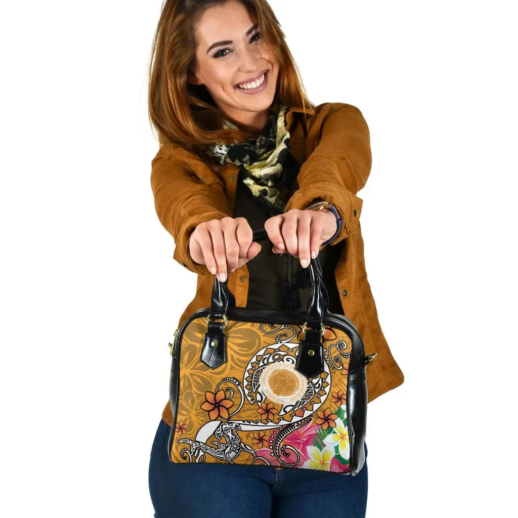 CNMI Shoulder Handbag - Turtle Plumeria (Gold)