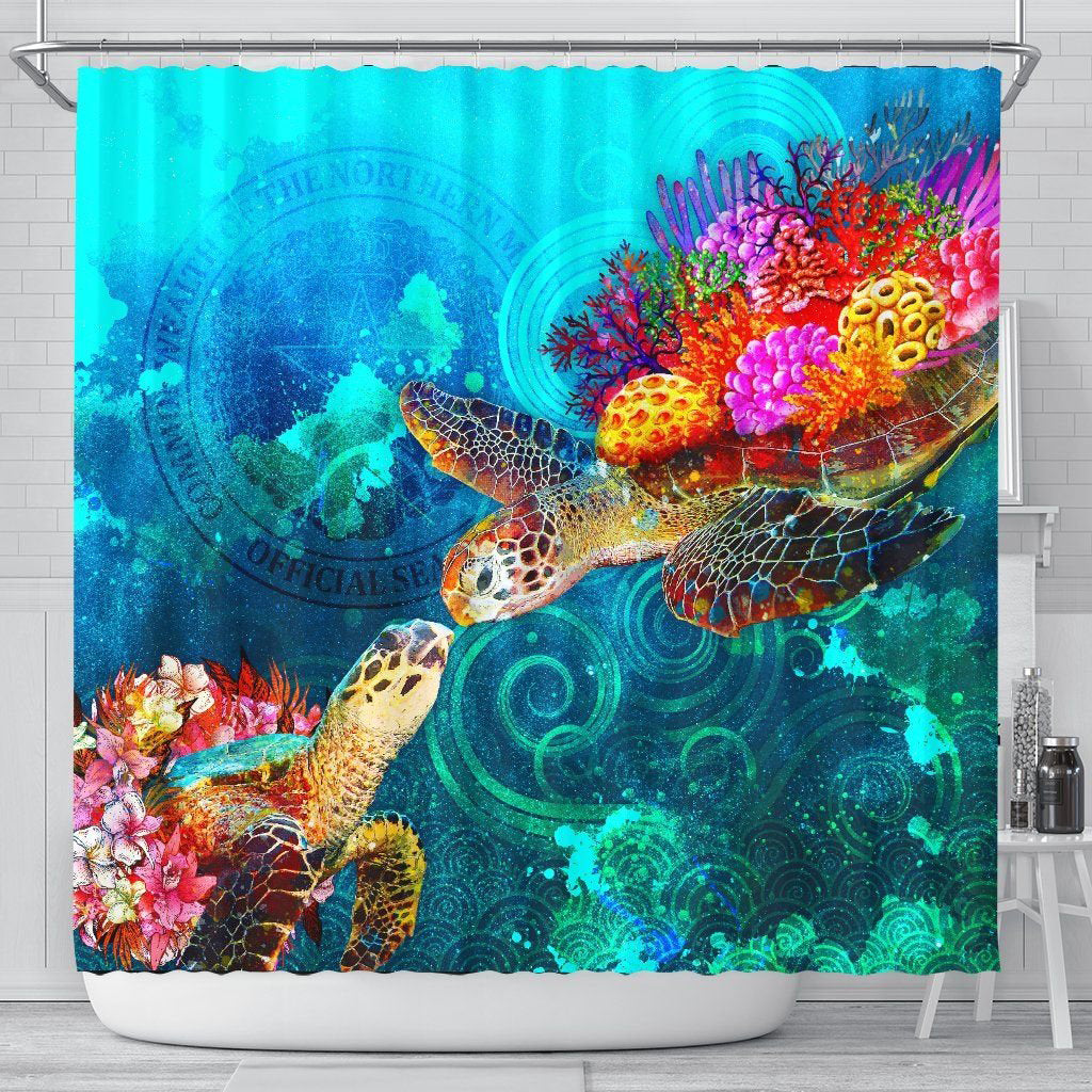 CNMI Shower Curtain - Sea Turtle Coral Treasure