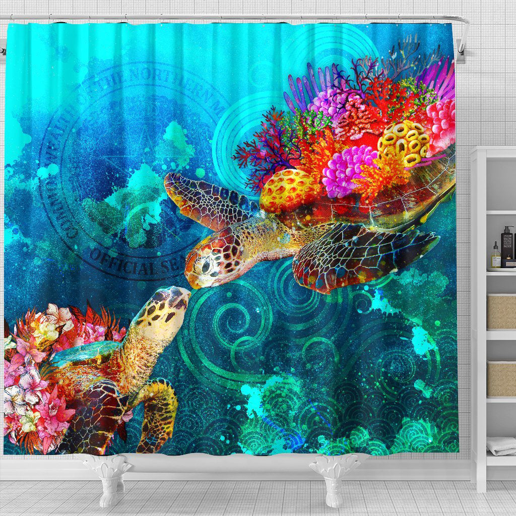 CNMI Shower Curtain - Sea Turtle Coral Treasure