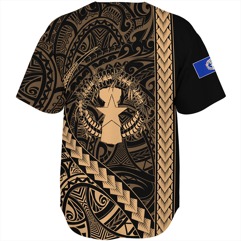 Northern Mariana Islands Baseball Shirt Coat Of Arms Polynesian Tribal Gold
