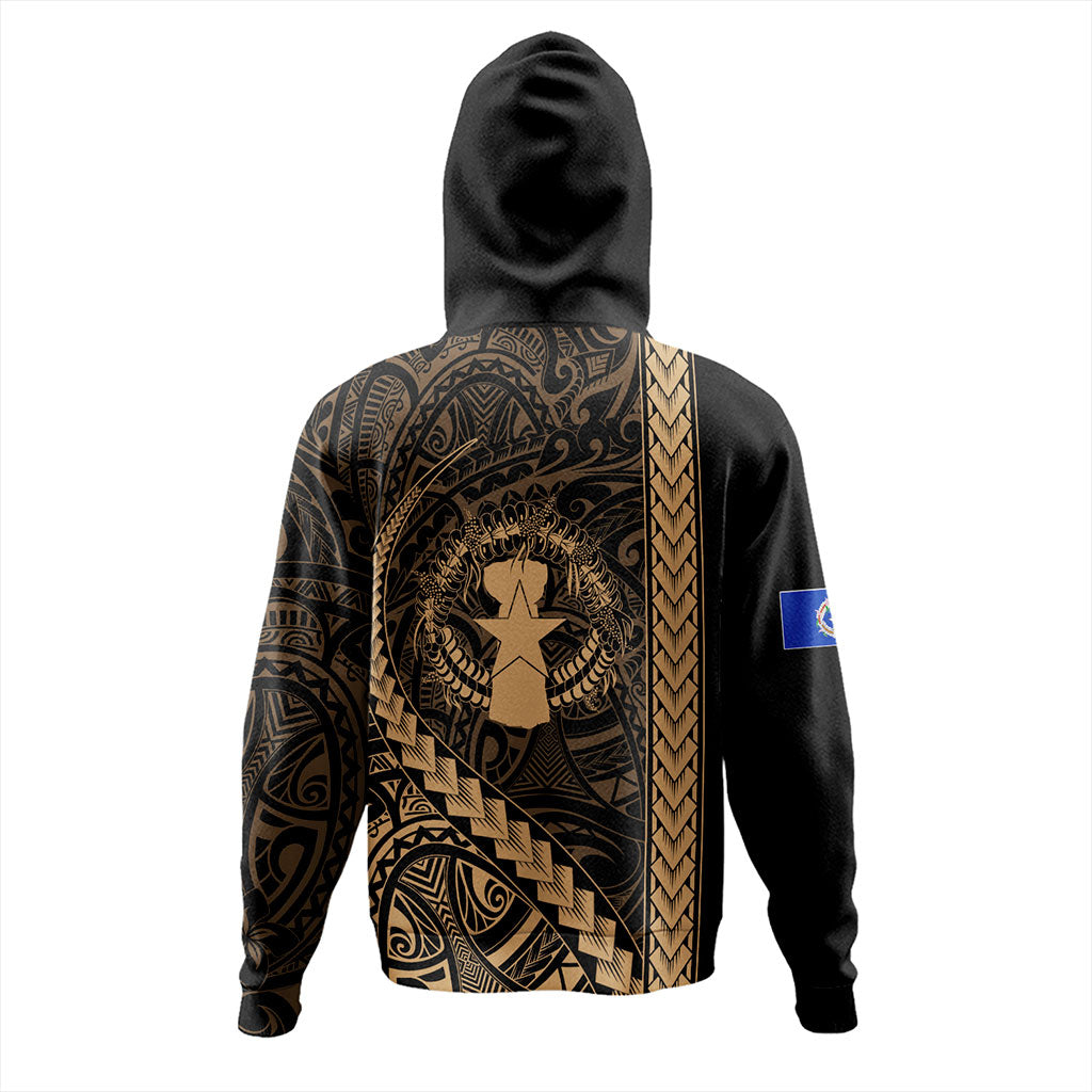 Northern Mariana Islands Hoodie Coat Of Arms Polynesian Tribal Gold