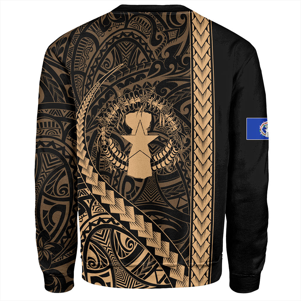 Northern Mariana Islands Sweatshirt Coat Of Arms Polynesian Tribal Gold