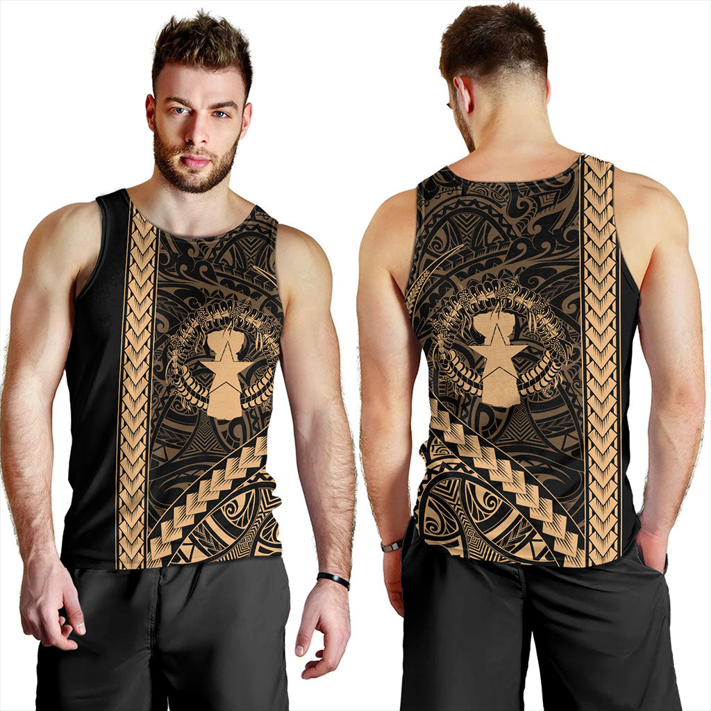 Northern Mariana Islands Tank Top Coat Of Arms Polynesian Tribal Gold