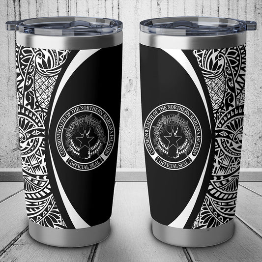 Northern Mariana Islands Tumbler Lauhala Circle Style White