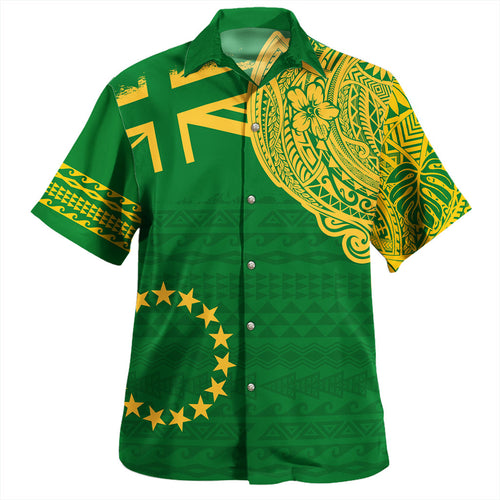 Cook Islands Hawaiian Shirt Tribal Flag With Coat Of Arms