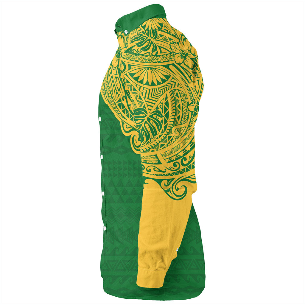 Cook Islands Long Sleeve Shirt Tribal Flag With Coat Of Arms