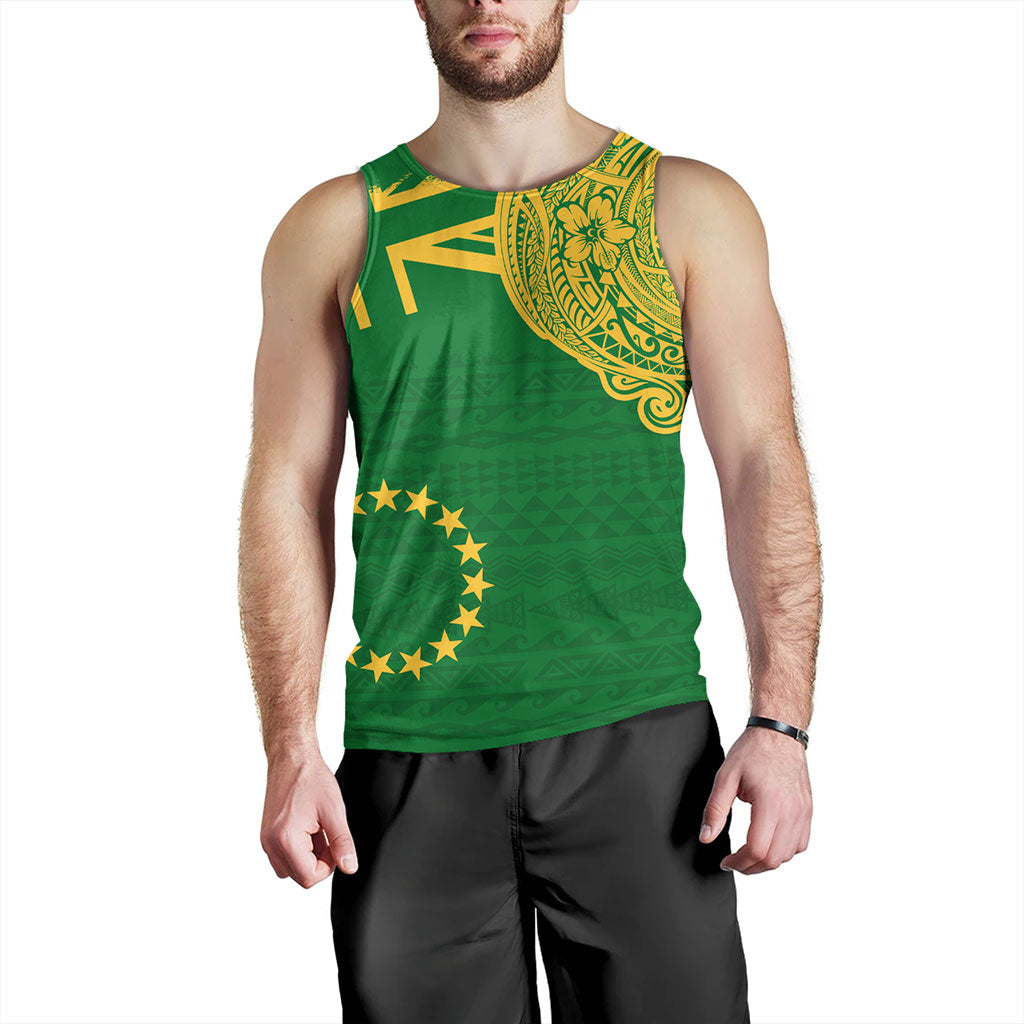 Cook Islands Tank Top Tribal Flag With Coat Of Arms