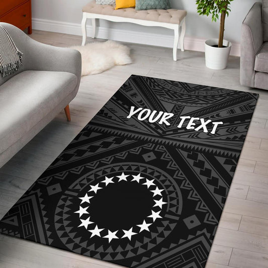 Cook Islands Personalised Area Rug - Seal With Polynesian Tattoo Style ( Black)