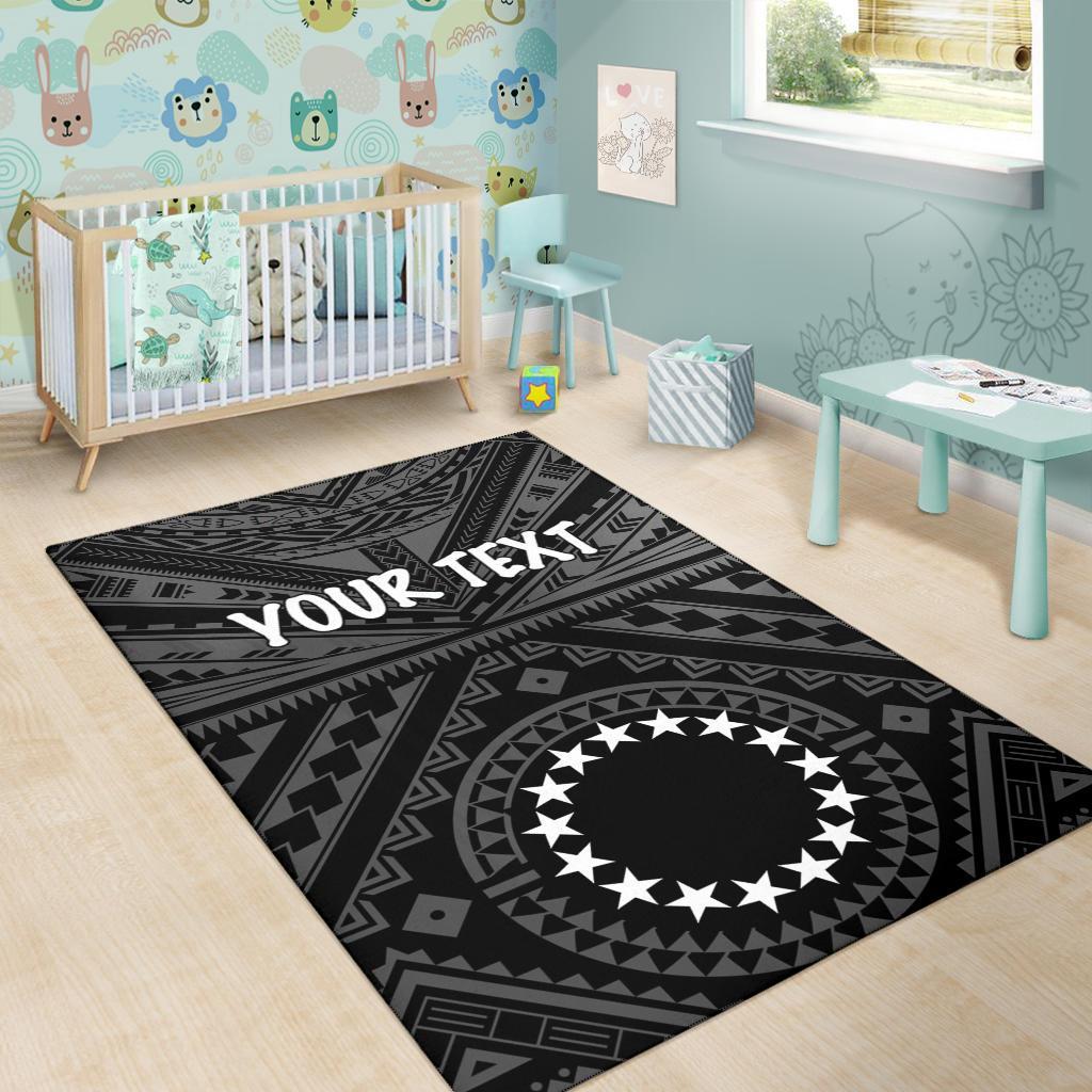 Cook Islands Personalised Area Rug - Seal With Polynesian Tattoo Style ( Black)