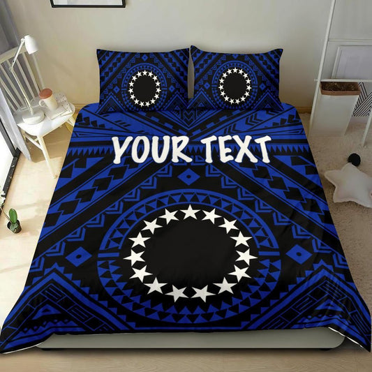 Cook Islands Personalised Bedding Set - Seal With Polynesian Tattoo Style ( Blue)