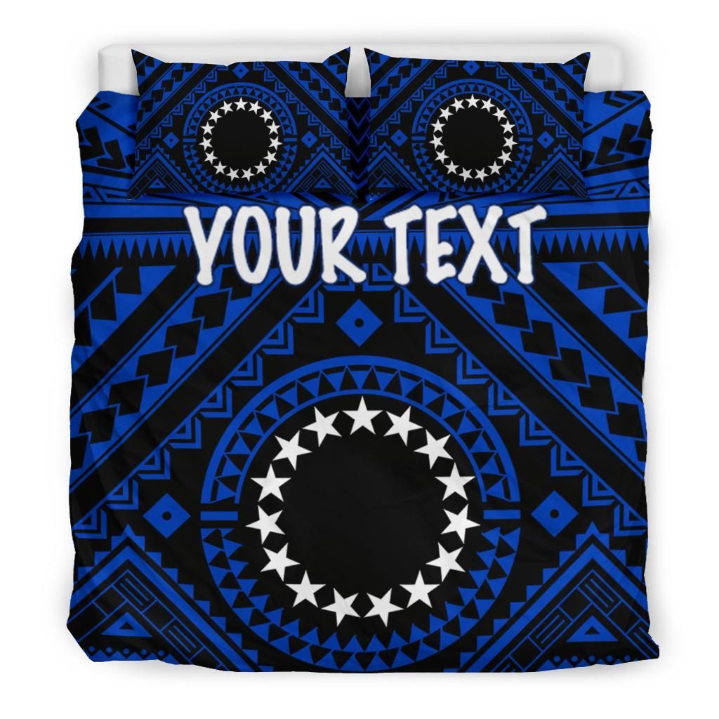 Cook Islands Personalised Bedding Set - Seal With Polynesian Tattoo Style ( Blue)