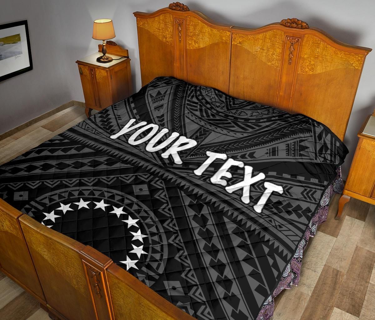 Cook Islands Personalised Premium Quilt - Seal With Polynesian Tattoo Style ( Black)