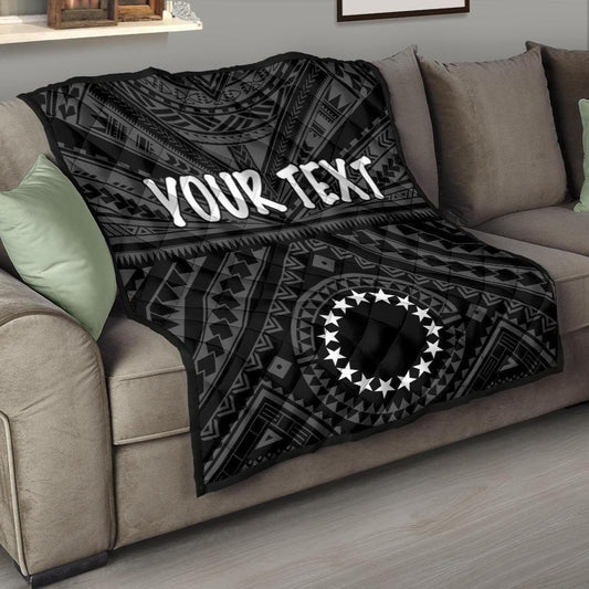 Cook Islands Personalised Premium Quilt - Seal With Polynesian Tattoo Style ( Black)