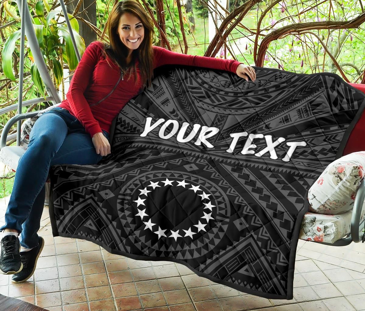 Cook Islands Personalised Premium Quilt - Seal With Polynesian Tattoo Style ( Black)