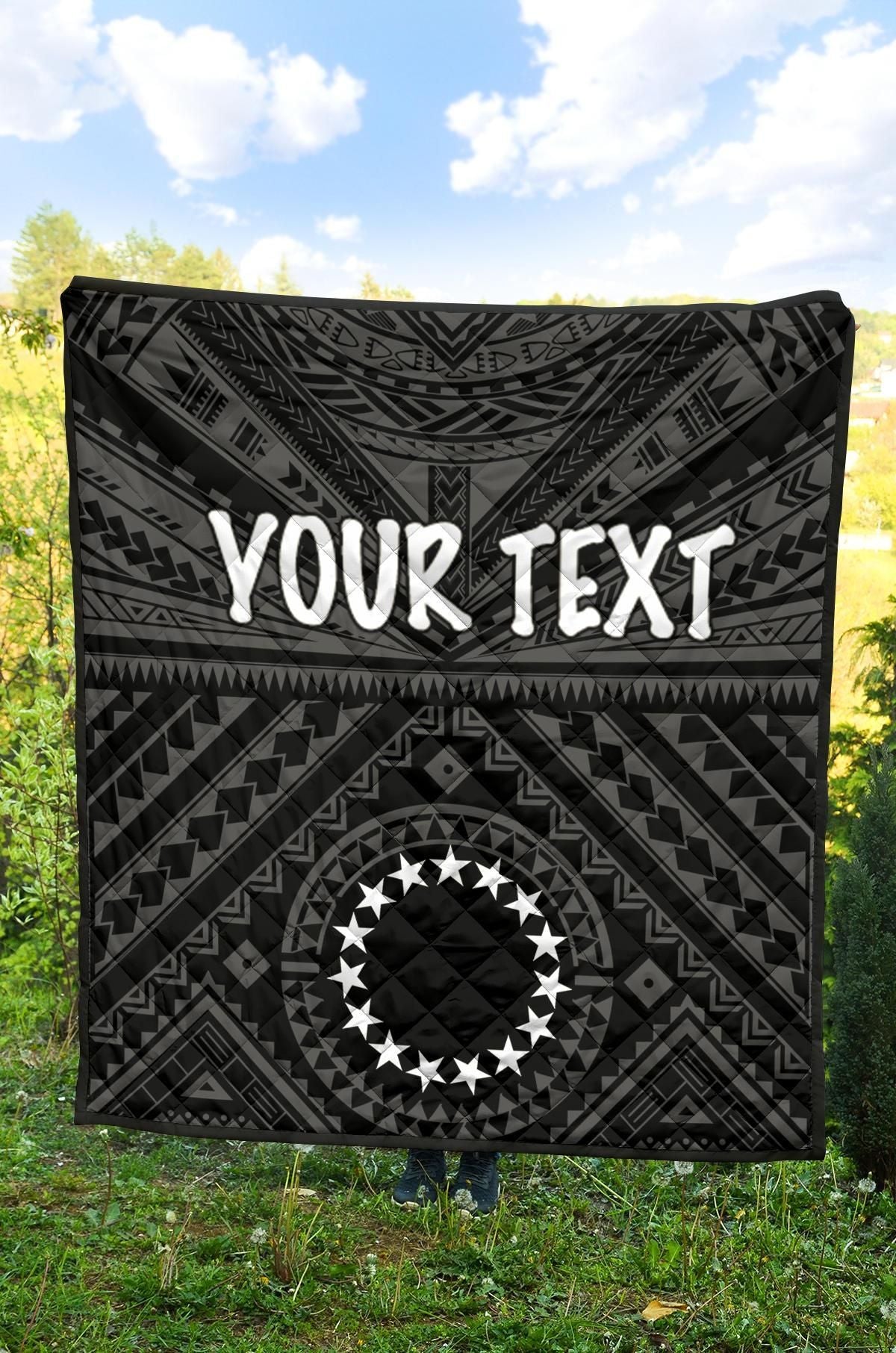 Cook Islands Personalised Premium Quilt - Seal With Polynesian Tattoo Style ( Black)