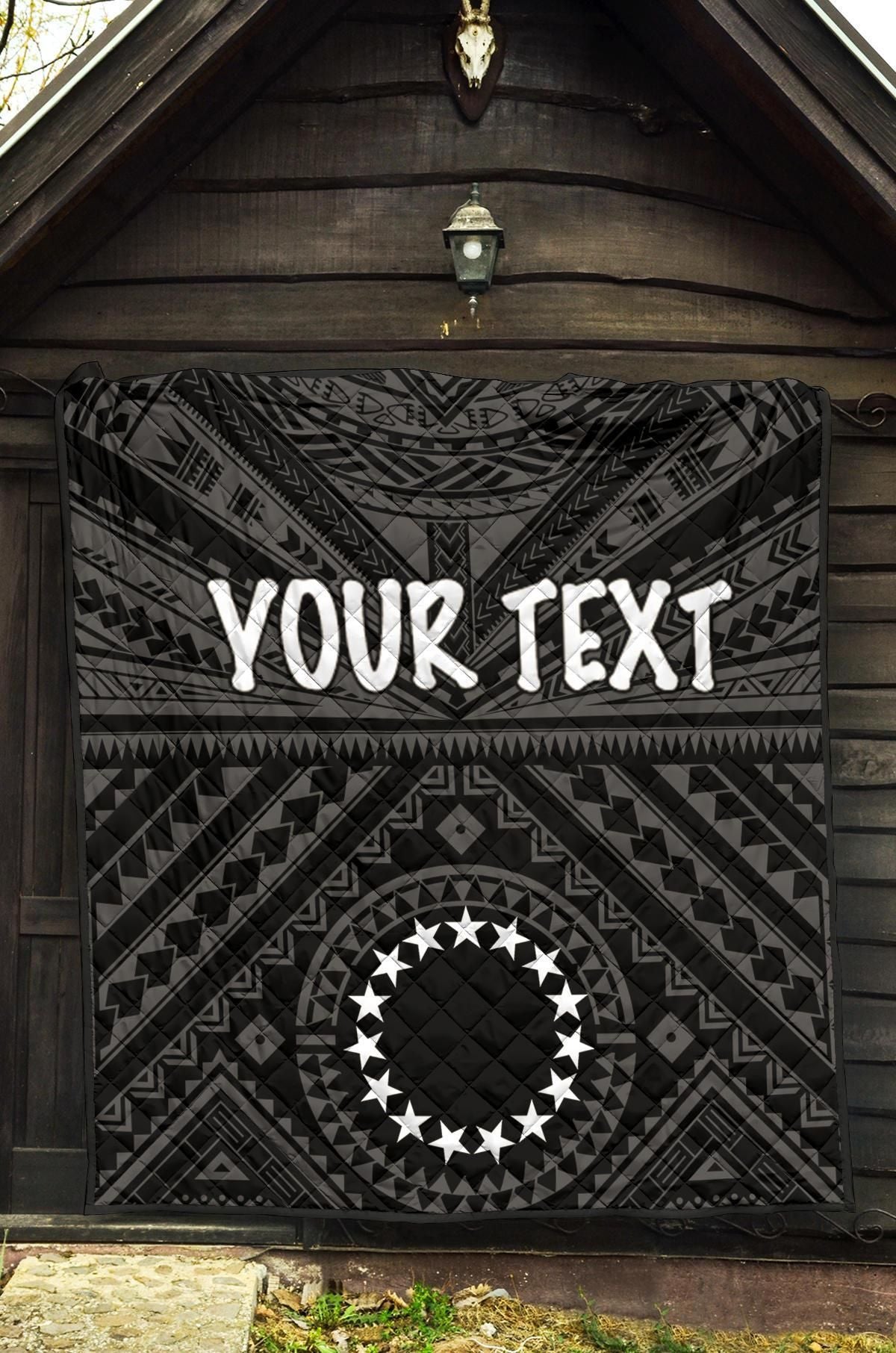 Cook Islands Personalised Premium Quilt - Seal With Polynesian Tattoo Style ( Black)