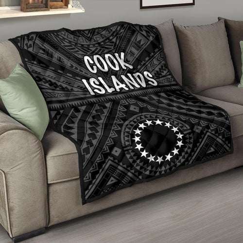 Cook Islands Premium Quilt - Seal With Polynesian Tattoo Style ( Black)