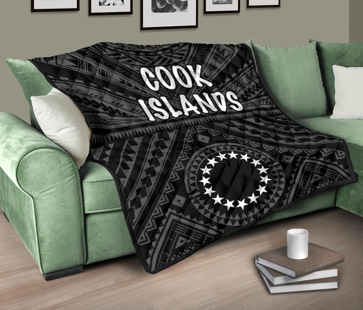 Cook Islands Premium Quilt - Seal With Polynesian Tattoo Style ( Black)