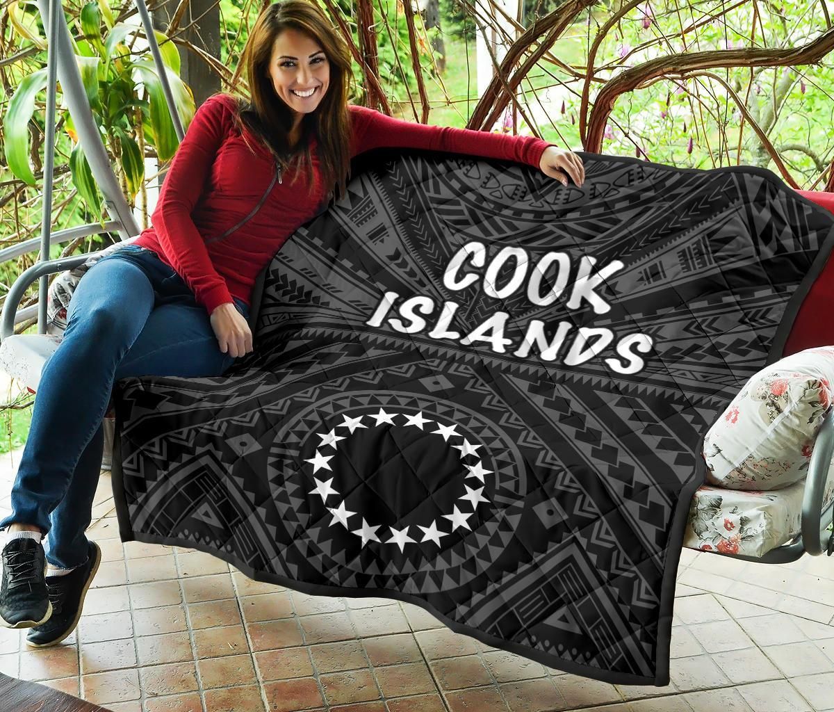 Cook Islands Premium Quilt - Seal With Polynesian Tattoo Style ( Black)