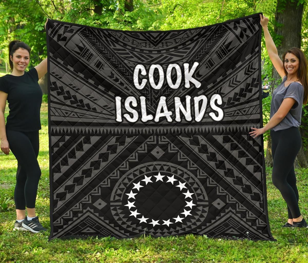 Cook Islands Premium Quilt - Seal With Polynesian Tattoo Style ( Black)