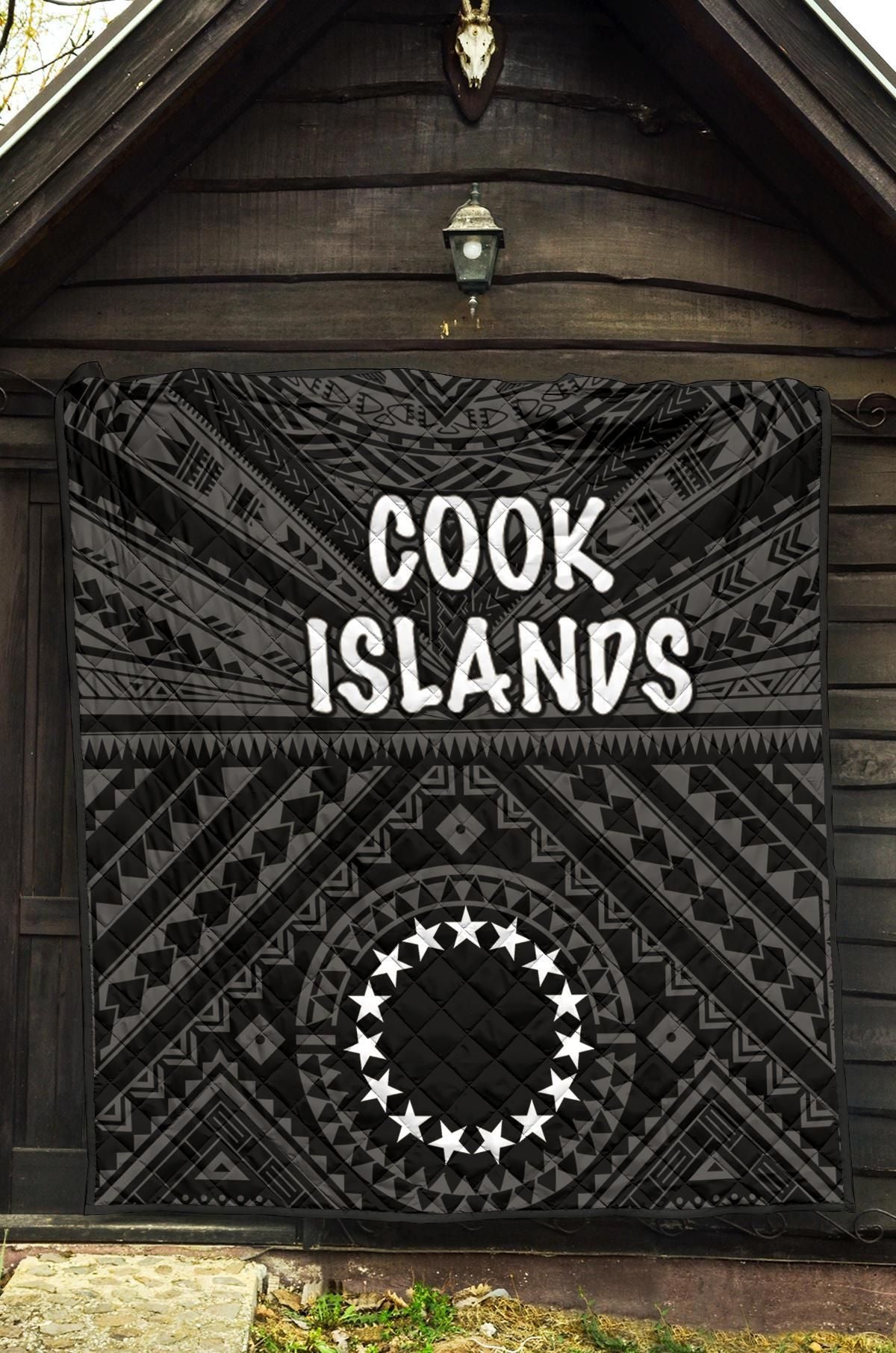 Cook Islands Premium Quilt - Seal With Polynesian Tattoo Style ( Black)