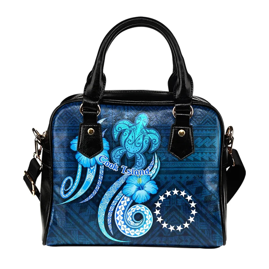 Cook Islands Shoulder Handbag - Turtle And Tribal Tattoo Of Polynesian