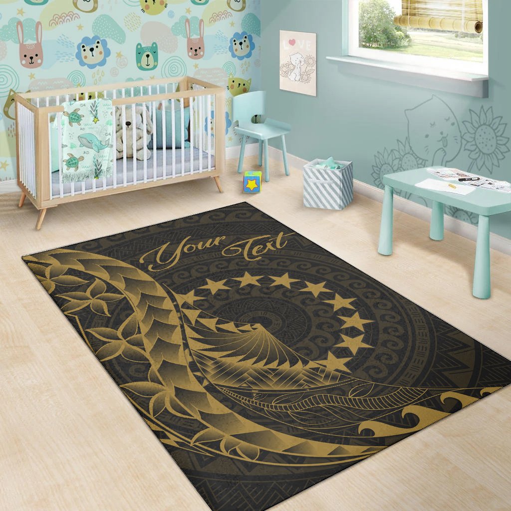 Cook Islandss Area Rug - Custom Polynesian Pattern Style Gold Color