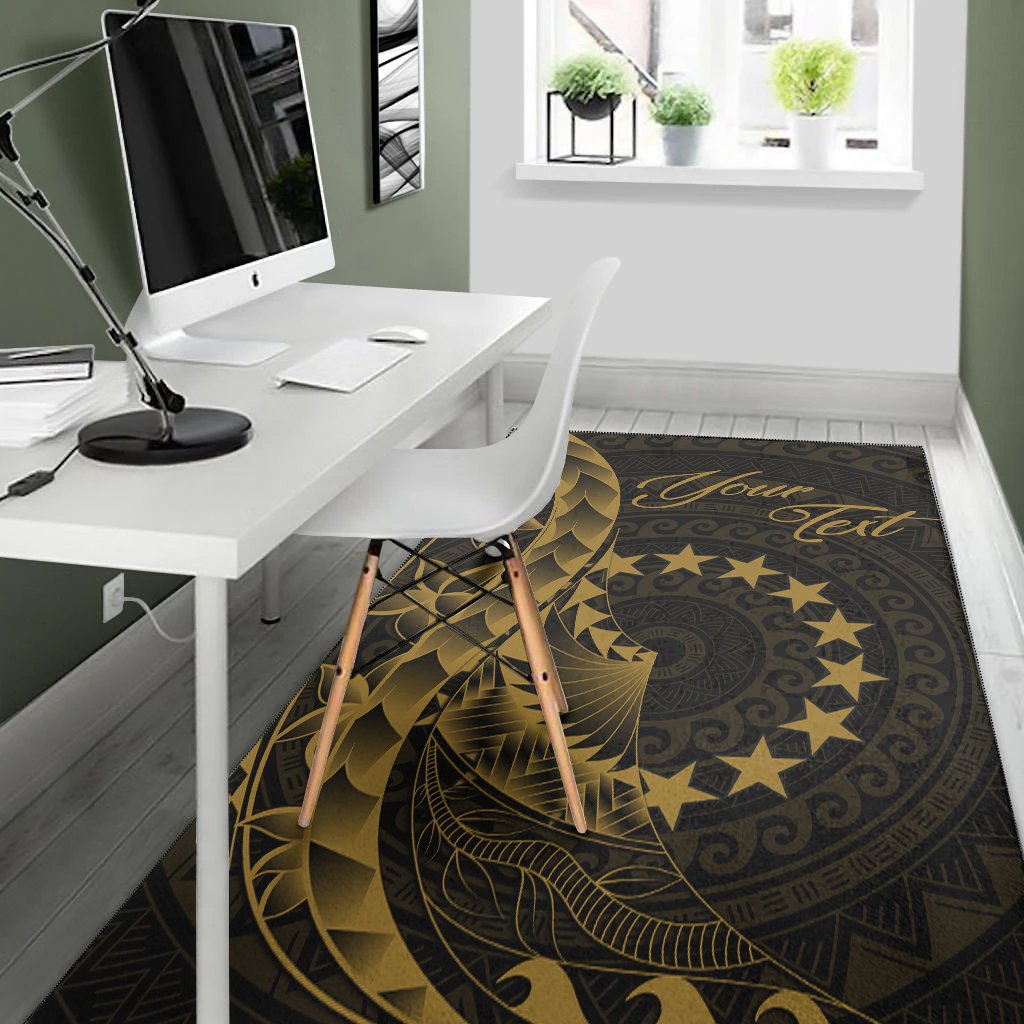 Cook Islandss Area Rug - Custom Polynesian Pattern Style Gold Color