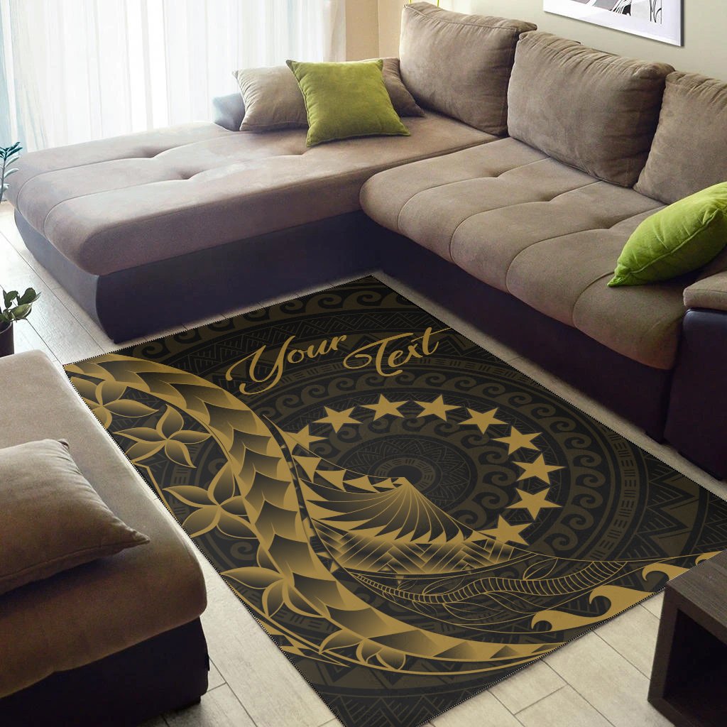 Cook Islandss Area Rug - Custom Polynesian Pattern Style Gold Color