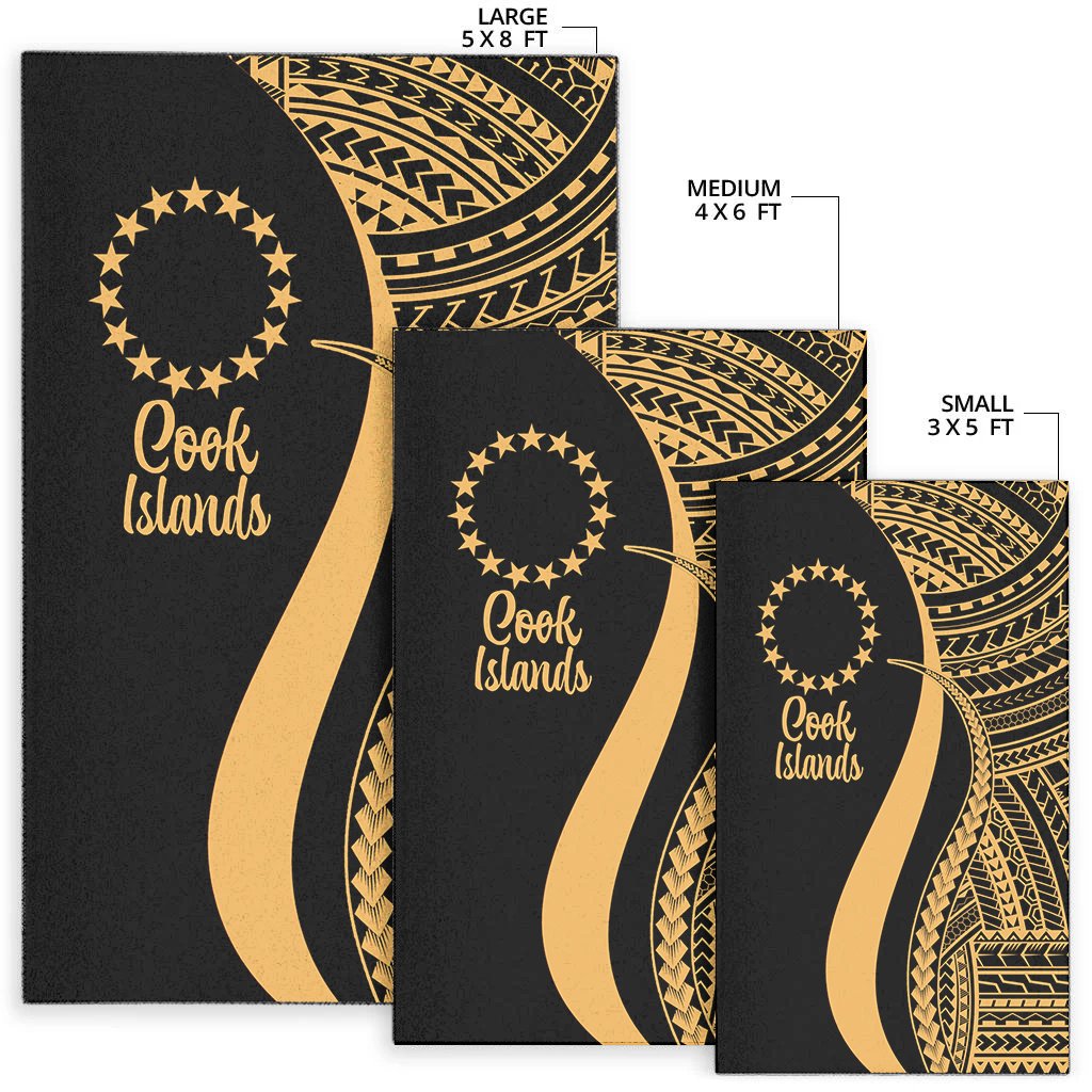 Cook Islands Area Rug - Gold Polynesian Tentacle Tribal Pattern