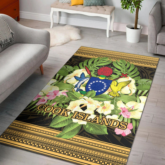 Cook Islandss Area Rug - Polynesian Gold Patterns Collection
