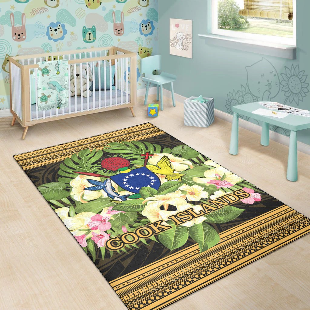Cook Islandss Area Rug - Polynesian Gold Patterns Collection